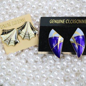 Genuine Blue & Black Cloisonné Earring Pairs